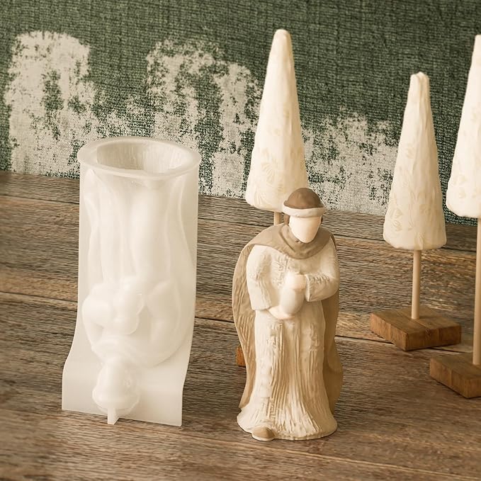 Nativity Scene Molds - Jesus, Maria, Angel & Nativity Designs - Resin Casting & Silicone Molds for Candle Making & Home Decor Wave Candle Mold