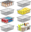 Simple Trending 8 Pack Large Wire Baskets for Organization, Metal Pantry Storage Baskets for Cabinet, Kitchen, Garage, Bathroom, Black