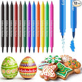 Jewem Edible Markers for Cookie Decorating,12Pcs Food Coloring Pens, Double Side Food Grade Pens with Fine & Thick Tip for Decorating Fondant, Cakes, Cookies, Easter Eggs, Frosting, Macaron, Halloween, Christmas