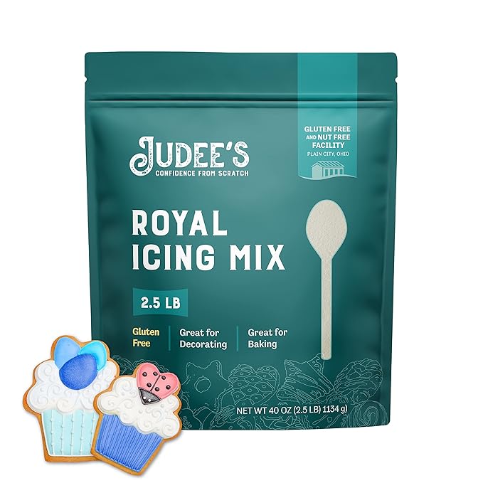 Judee's Gluten Free Royal Icing Mix - Easy Prep Royal Icing - Cookie Decorating Supplies for Sugar Cookies - Large Batch for Dessert Frosting - 2.5 lb