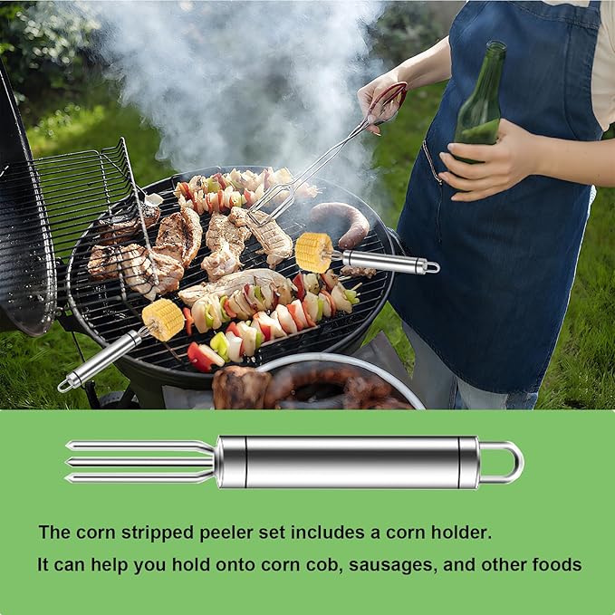 Corn Peeler 3PCS Stainless Steel Corn Stripper, 2025 Upgraded Corn Cob peelers, Corn Peeler for Corn on the Cob, Safe Durable Kitchen Tools for Home, BBQ & Restaurant Use