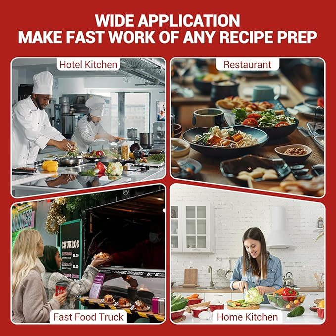 Commercial Food Processor with 5 Blades, Electric Vegetable Slicer & Chopper for Restaurant Kitchen - Stainless Steel Multifunctional Shredder, Slicer