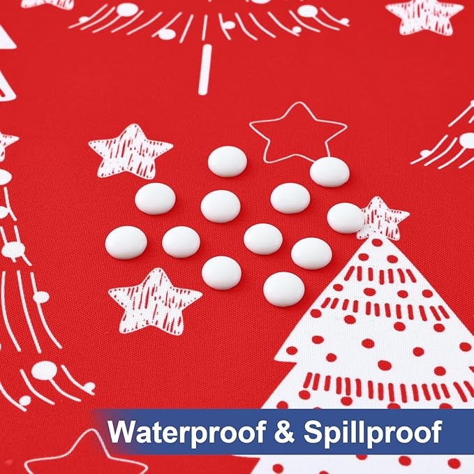 homing Rectangle Table Cloth Cover, Waterproof Polyester Elastic Fitted Tablecloth, Fits for 8 Foot Folding Tables, Washable Table Protector for Christmas, Holiday, Party (Christmas Tree, 30" x 96")