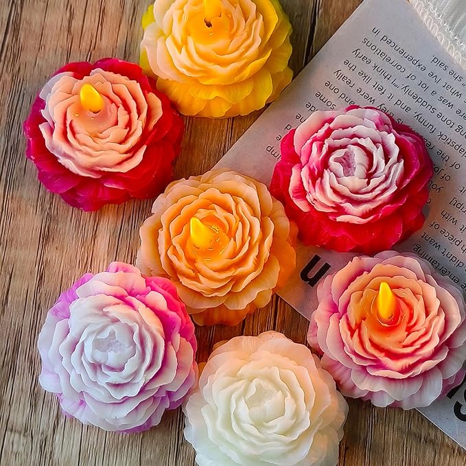 3 Cavities Peony Flower Soap & Candle Mold - Silicone 3D Molds for Flower, Peony & Home Decor - Resin Casting & Making Molds