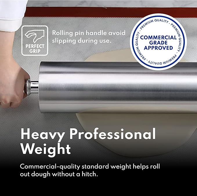 New Star Foodservice - Extra Heavy Duty Restaurant Aluminum Rolling Pin (15-Inch)