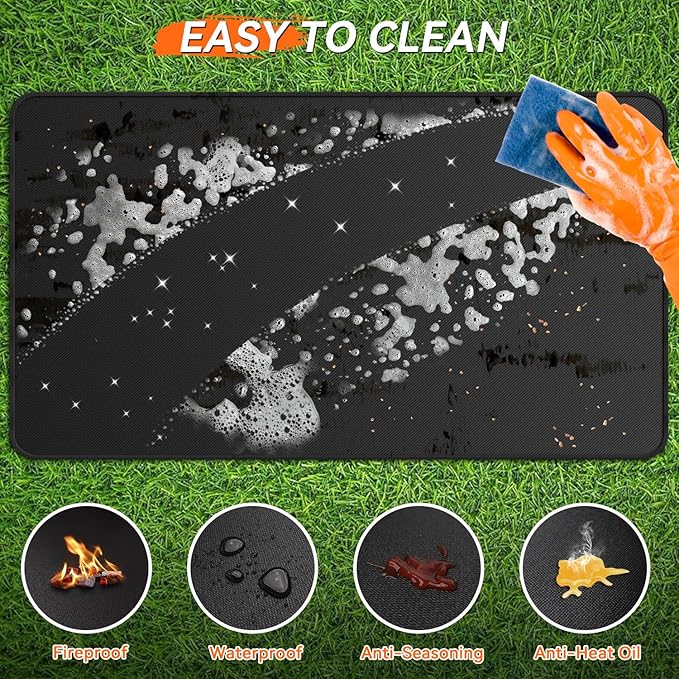 65x39 inches Large Under Grill Mats for Blackstone, Double-Sided Fireproof Outdoor Grill Protective Mat, Oilproof Waterproof BBQ Fire Pit Fireplace Mat