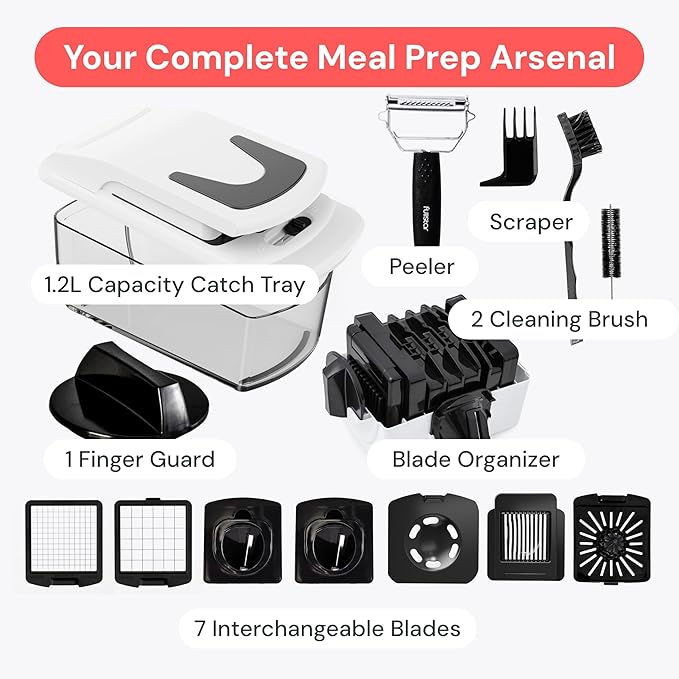 Fullstar The Original Pro Chopper - Vegetable Chopper and Spiralizer, Food Chopper with Container, Fruit Slicer, Kitchen Gadgets & Accessories, Home Essentials (9 in 1, White)