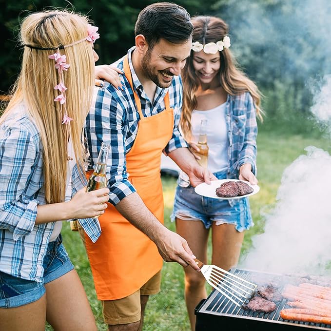 Fish Turner Spatula Stainless Steel, 11" Metal Slotted Spatula for Non Stick Pans, Grilling Salmon, Flipping Eggs & Pancakes,Easy to Clean,Heat-Resistant Wood Handle