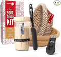 KneadAce Sourdough Starter Kit (24oz Jar, 2xRound Baskets, Gray Bread Lame)