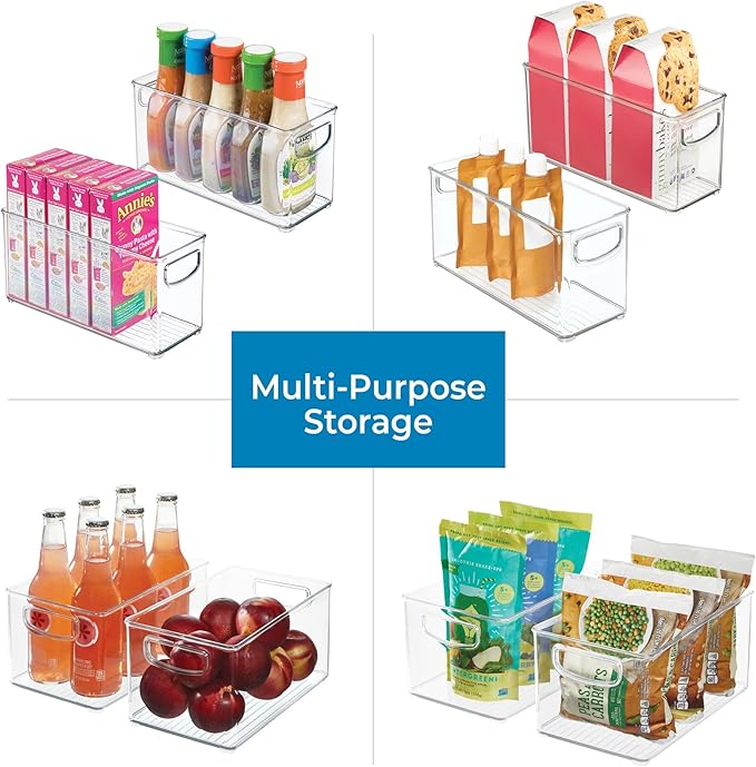 iDesign Stackable Pantry Bins with Handles, 4 Small and 4 Medium Bins, 8 Pack, Clear, Made in USA