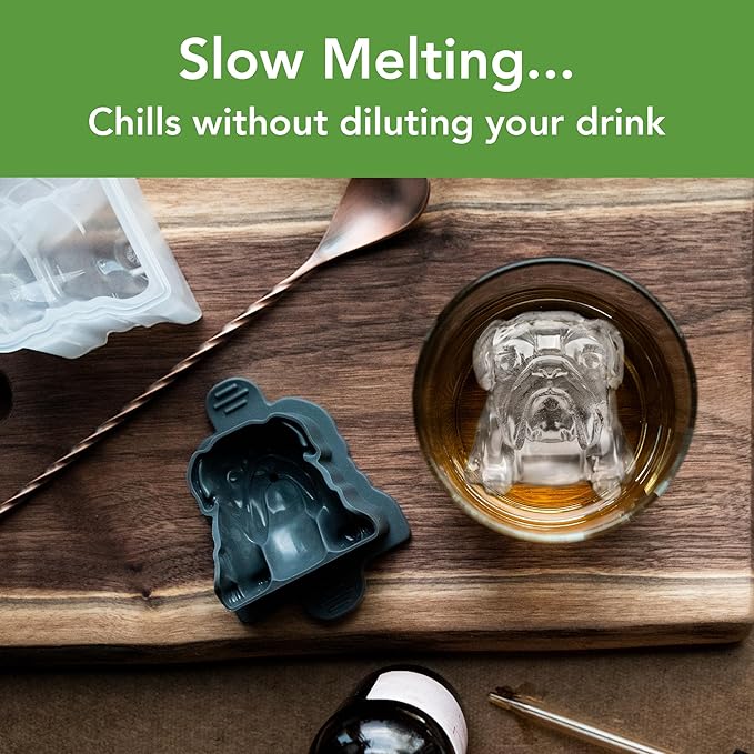 Tovolo Ice Cubes Mold Pack of 2 Large Craft Ice Molds for Whiskey Bourbon Cocktails, Easy Fill No Leak Silicone Ice Molds Gift for Him Stackable Dishwasher Safe BPA Free Heart Ice