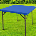 homing Square Table Cloth Cover, Waterproof Polyester Elastic Fitted Tablecloth, Washable Table Protector for Picnic, Camping, Outdoor (Blue, 34" x 34")