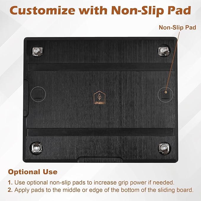 Joy&Grace Appliance Slider for Kitchen Appliances 360° Rolling Sliding Tray for Coffee Maker Countertop, Bamboo Coffee Pot Slider Rolling Tray (Black, Medium 14.5" x 10")