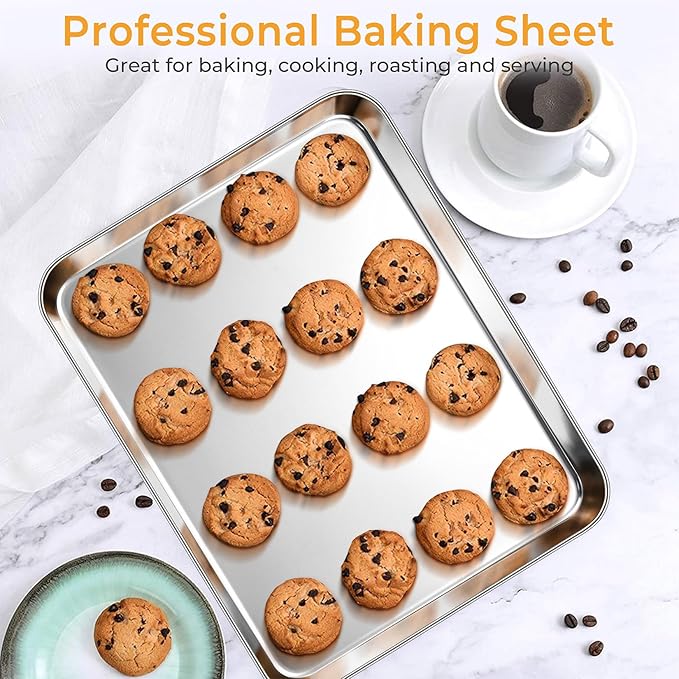 P&P CHEF 16 Inch Baking Cookie Sheet with Rack, 15.4 Inch Air Fryer Basket for Oven, Stackable Rack & 36 Skewers for Cooling, Baking, Roasting, Multifunctional and Utility Set for Kitchen