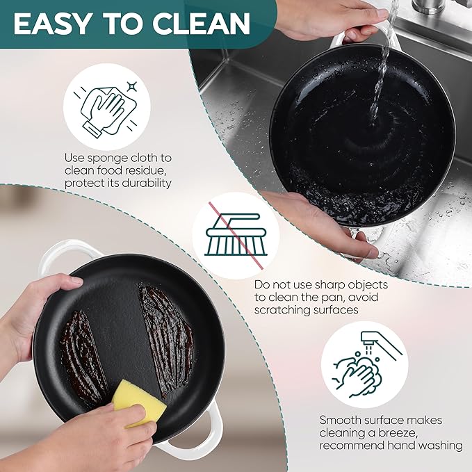 E-far Dutch Oven for Sourdough Bread Baking, 6 Qt Round Enameled Cast Iron Dutch Oven for Homemade Artisan Bread, Dome Lid & Shallow Base, Matte Black Interior & Durable, Oven-Safe to 500℉, White
