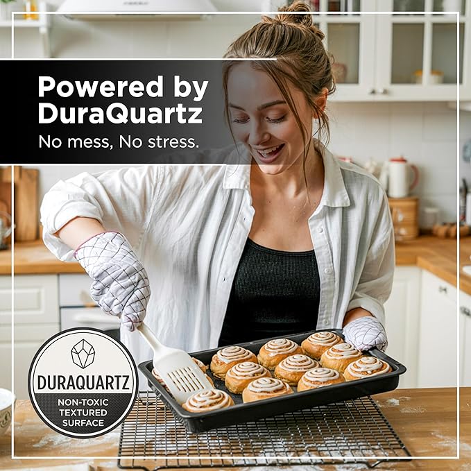 Wrenbury Quarter Sheet Pan - Carbon Steel DuraQuartz Non-Stick ¼ Baking Tray - Non Toxic Small Cookie Pan for Traybake - 13” x 11”