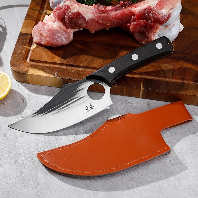 SHANGDAO Boning Knives, 6 ″ Viking Boning Knife for Meat Cutting, High-carbon steel Chopper Knife, Forged Blade & Wood Handle, Hand Forged Full Tang Knife