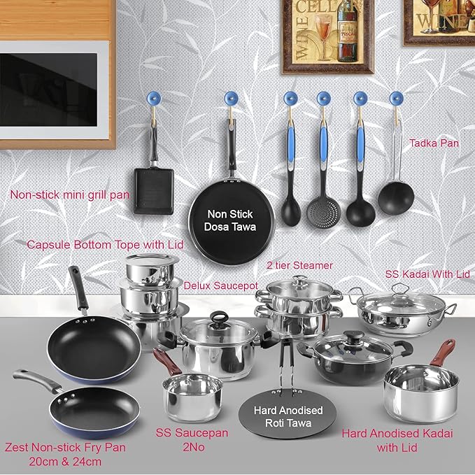 Vinod Platinum Triply Stainless Steel Sauce Pot, 372oz (11-Inch) | Heavy-Bottom | Induction & Gas Compatible | Riveted Handles | PFOA-Free & Dishwasher Safe