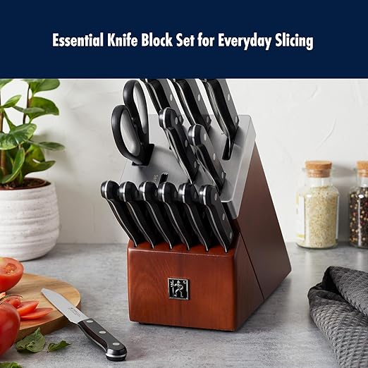 HENCKELS Solution Razor-Sharp 14-pc Self Sharpening Knife Block Set, Chef Knife, Bread Knife, Steak Knife, German Engineered Informed by 100+ Years of Mastery