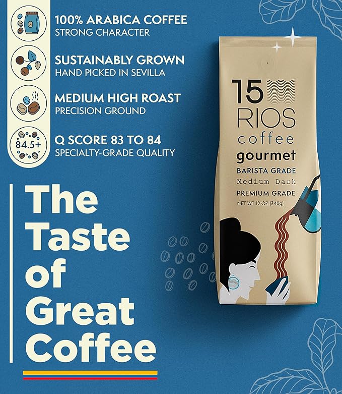 Colombian Ground Coffee Medium Dark Roast Low Acid Smooth Bold Rich Taste With Chocolate Sweet Notes Arabica Single Origin High Altitude Fresh Roasted Premium Espresso Gift Artisan Gourmet Flavor 12oz