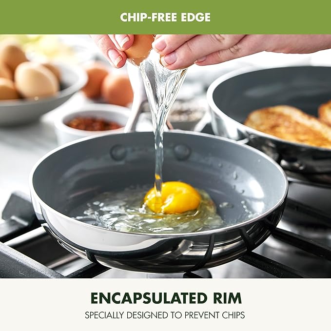 GreenPan Valencia Pro Stainless Steel 8” Frying Pan Skillet, Induction Suitable Mirrored Tri-Ply, Ceramic Nonstick PFAS-Free, Multi Clad Cookware, Dishwasher Oven & Broiler Safe