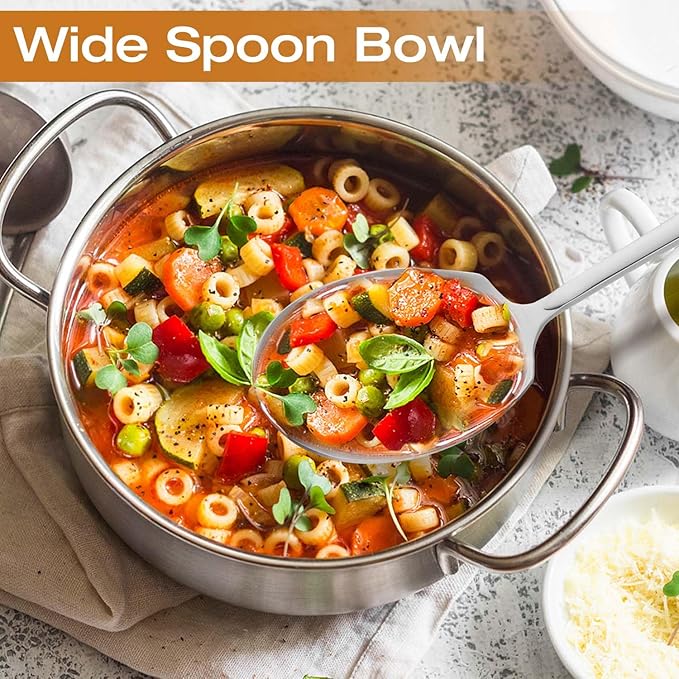 Extra Large Serving Spoons Set 11.7-Inch Serving Slotted Spoon x 3 Serving Spoon x 3, 18/8 Stainless Steel Big Serving Utensil for Buffet, Parties, Catering - Dishwasher Safe(6-Pack, Silver)