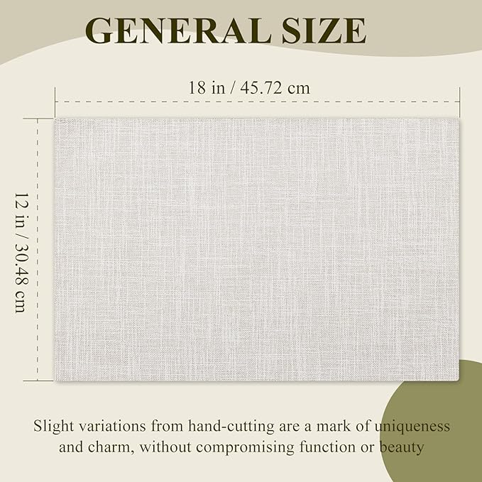 KXN Placemats Set of 6, Dual-Layer Thickened Faux Linen Table Mats, Heat Resistant & Wrinkle-Free, Machine Washable Cloth Place Mats for Kitchen Dining Indoor Outdoor (Cream Beige)