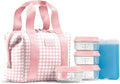 Fit & Fresh Remi Neoprene Lunch Bag For Women - Meal Prep Kit with Containers & XL Ice Pack, Self Insulating Neoprene-like Material, Machine Washable Lunch Bag, Tear & Stain-Resistant, Pink Gingham