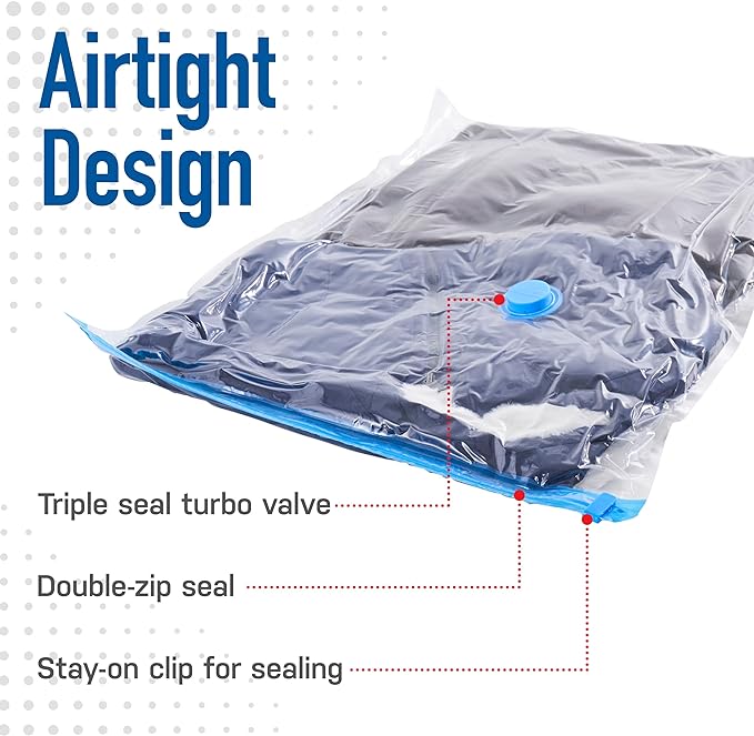 Spacesaver 3 Pack Jumbo Vacuum Storage Bags - 40" x 30 Heavy Duty Blanket Storage Bag with Pump - Space Saver for Clothes, Comforters, and Bedding - Compression Bags to Store Blankets for Travel