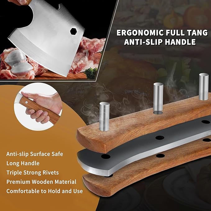 Kitory Meat Cleaver 6“, Heavy Duty Bone Chopper Cleaver Knife, Professional Butcher’s Axes Shape Forged Blade, Bone Breaker, Rosewood Wood Handle - 2025 Gifts