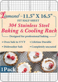 Cooling Racks for Cooking and Baking - 11.5"x16.5" Oven Safe Premium Stainless Steel Heavy Duty Baking Rack Tight-Wire, Fits Half Sheet Pan for Roasting & Grilling & Cooking - 1 Pack
