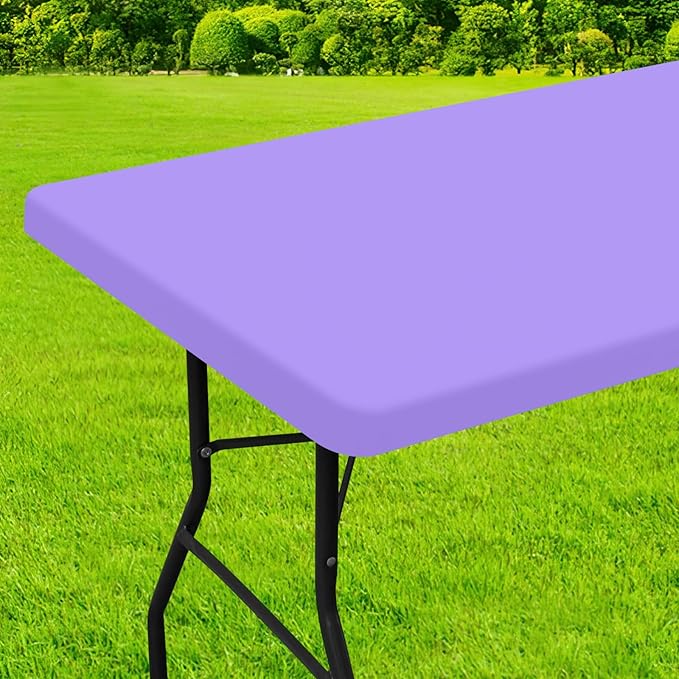 homing Rectangle Table Cloth Cover, Waterproof Polyester Elastic Fitted Tablecloth, Fits for 6 Foot Folding Tables, Washable Table Protector for Picnic, Camping, Outdoor (Lavender, 30" x 72")