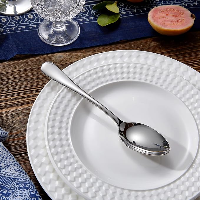 KEAWELL Premium Verona 8-Piece Spoon Set 7.6-Inch – 18/10 Stainless Steel, Heavy-Duty Mirror-Finished Flatware for Daily Meals, Hosting, and Special Occasions (8, Dinner Spoons)