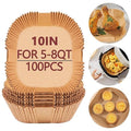 10 Inch Air Fryer Liners Disposable, 100 Pack Parchment Paper Sheets for Air Fryer Basket, Non-Stick, Disposable, Unbleached, Heat Resistant, Fits 5-8 QT Air Fryers, Oil-Free & Healthy Cooking