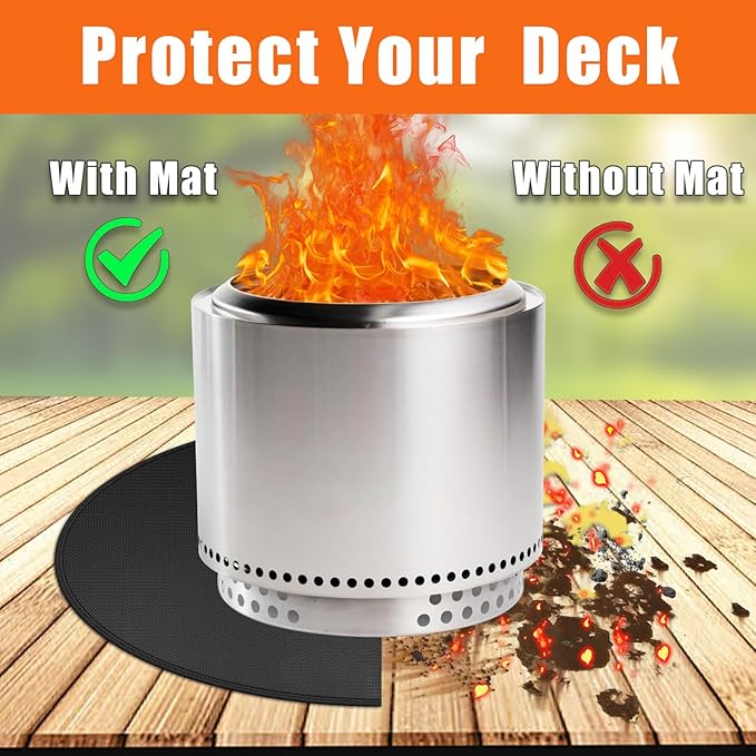 Round Fire Pit Mats for Under Fire Pit Compatible with Solo Stove Bonfire, Accessories Compatible with Solo Stove, 3-Layer Fireproof Esay to Clean Grill Mat Deck Protector, 47in