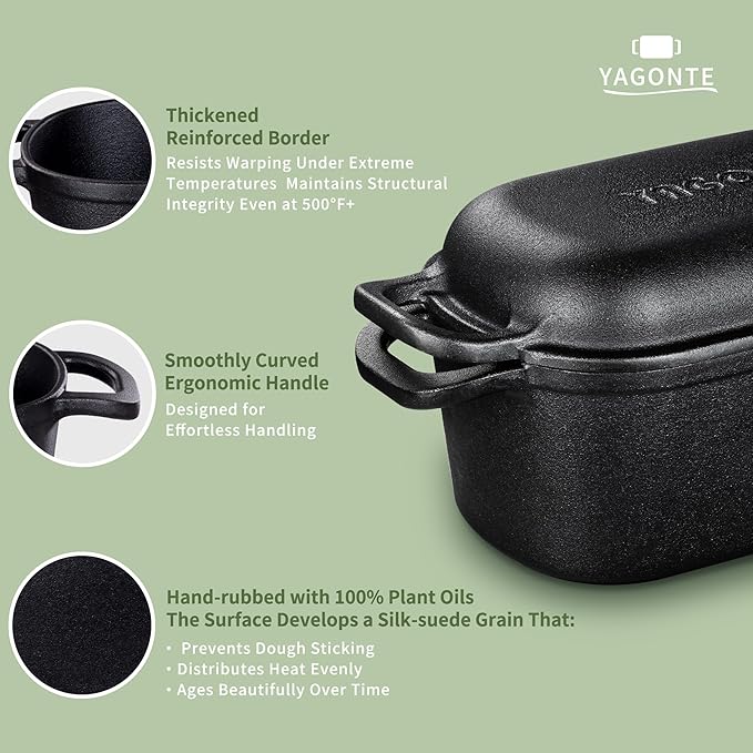 4.6 Quart Oval Dutch Oven for Bread Baking, Bread Oven for Sourdough, Cast Iron Bread Loaf Pan for Homemade Bread