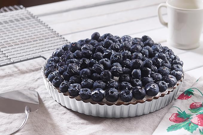 Fox Run Stainless Steel Tart Pan With Removable Bottom, 9" Quiche Baking Pan