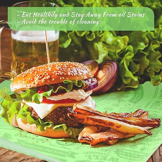 Outus 600 Pcs 12 x 12 Inch Deli Wax Paper Sheets Grease Resistant Tray Basket Liners Newsprint Paper Water and Grease Proof Sandwich Wrapping Square Hot Dog Wrappers for Food Baking (Light Green)