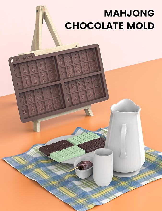 Chocolate Bar Mold, Non-Stick Chocolate Molds, Food Grade Silicone Mahjong Candy moldfor Stuffed Bar for Dubai Pistachio, Candy, Snacks