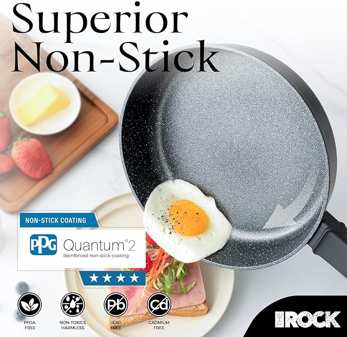 THE ROCK SOHO 12.5-Inch Nonstick Frying Pan – Compact for Urban Kitchens, Nothing Sticks, Never Warps, Lasts Longer, Oven & Dishwasher Safe, Black