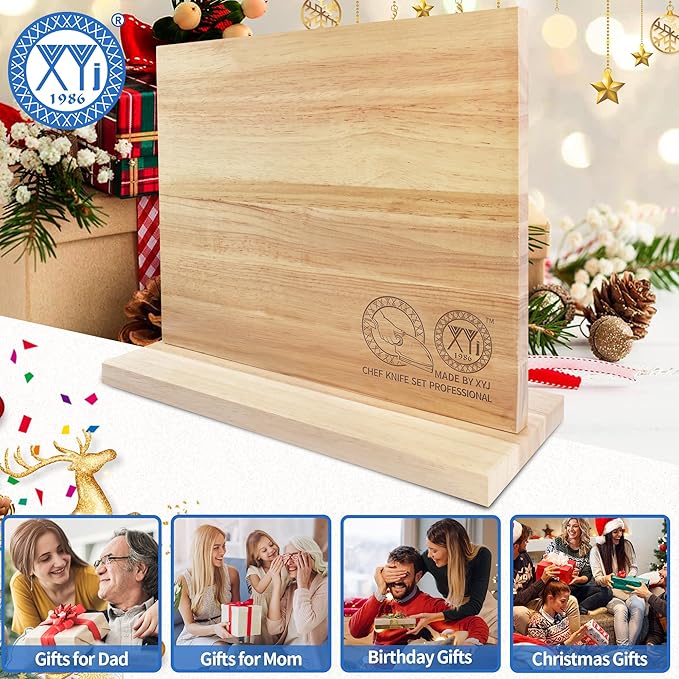XYJ Magnetic Knife Block,Double-Sided Knife Holder,Knife Block with Strong Magnets,Kitchen Cutlery Display Stand, Knives Storage Rack,Large Capacity, Strongly Magnetic Organizer Tool