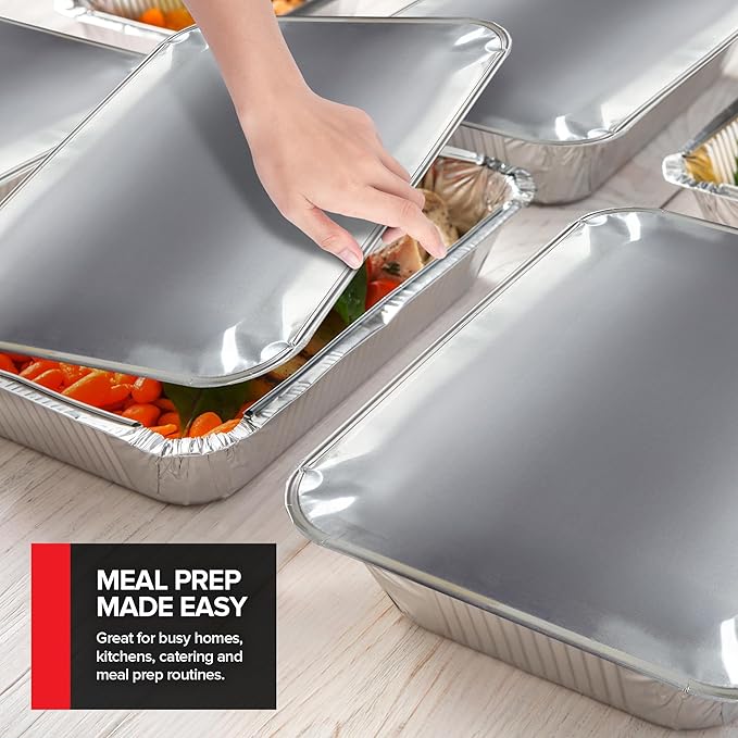 Stock Your Home 9x13 Disposable Baking Pan Covers (350 Pack) Heavy-Duty Aluminum Cake Pans Lids, Sturdy, Sealable Covers for Food Containers, Leak-Free + Safe Transport & Storage For Catering