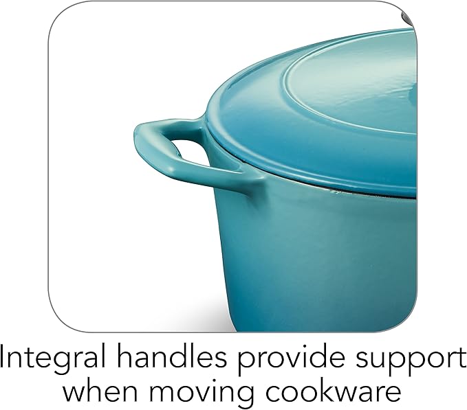 Tramontina Bestow Enameled Cast Iron Dutch Oven Pot with Lid, Round 5.5-quart, Medium Blue