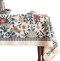 patdrea Designer Blue Tablecloth for Rectangle Table,Vintage Linen Leaves and Floral Pattern Extra Long Tablecloths,Farmhouse Decor Cover for Kitchen Dining Christmas,Thanksgiving,63"x110"-Ivar a