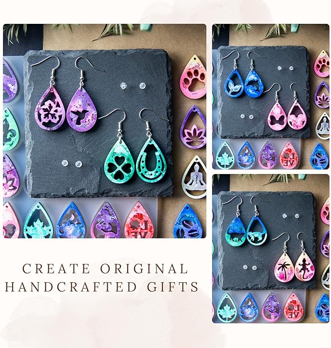 Keychain Resin Molds Silicone with Hole, 28pcs UV Resin Jewelry Mold, Epoxy Resin Molds for Keychain Pendant Jewelry Making Molds for Epoxy Resin Earring Mold, Earrings, Necklace