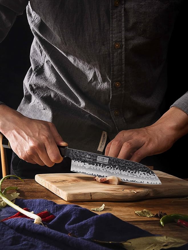 HOSHANHO Chef's Santoku Knife 7 Inch, Professional Japanese High Carbon Steel Chef Knife, Ultra Sharp Kitchen Knife with Octagonal Rosewood Handle