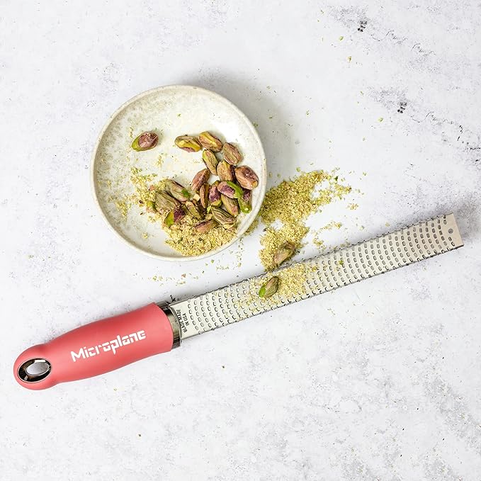 Premium Classic Series Zester - Lipstick Pink | Lemon Zester tool, Hard Cheese & Vegetable Grater | For Citrus, Parmesan Cheese, Garlic, Ginger, Nutmeg | Fine Stainless Steel Blade, Made in USA