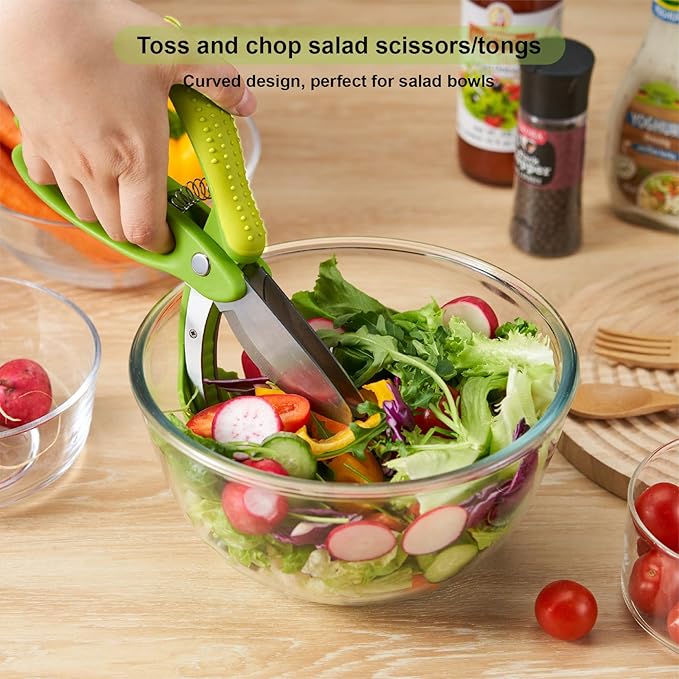Salad Scissors, Salad Chopper with Double Blades, Lettuce Chopper, Lettuce Scissors for Chopped Salad, Chopped Salad Chopper Tool for Tossing and Chopping in Salad Bowl (Yellow)