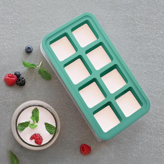 OGGI Prep & Portion Silicone Freezer Trays with Lid - Freezer Molds for Food, Ice Cube Tray, Food Prep Containers, Freezer Storage Containers, for Soup, Smoothie Cubes, Broth, Leftovers - 1/4 Cup