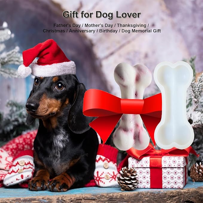 7.5IN Big Bone Dog Cat Treat Mold 1 Pack, DIY Flavors for Puppy. Food Safe Silicone for Oven. Large Ice Cube Mold for Pet Chew, Cooling. Pets Birthday Cake Baking. Fun Gift for Dog Lover